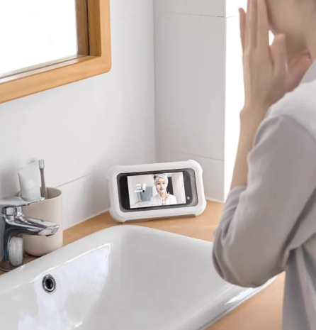 Waterproof Phone Stand – Retractable Rotating Holder for Kitchen & Bathroom