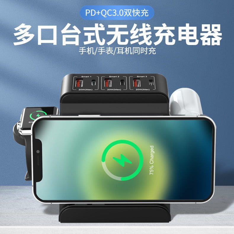 6-in-1 USB Charging Station with 15W Wireless Fast Charge – Charge All Devices