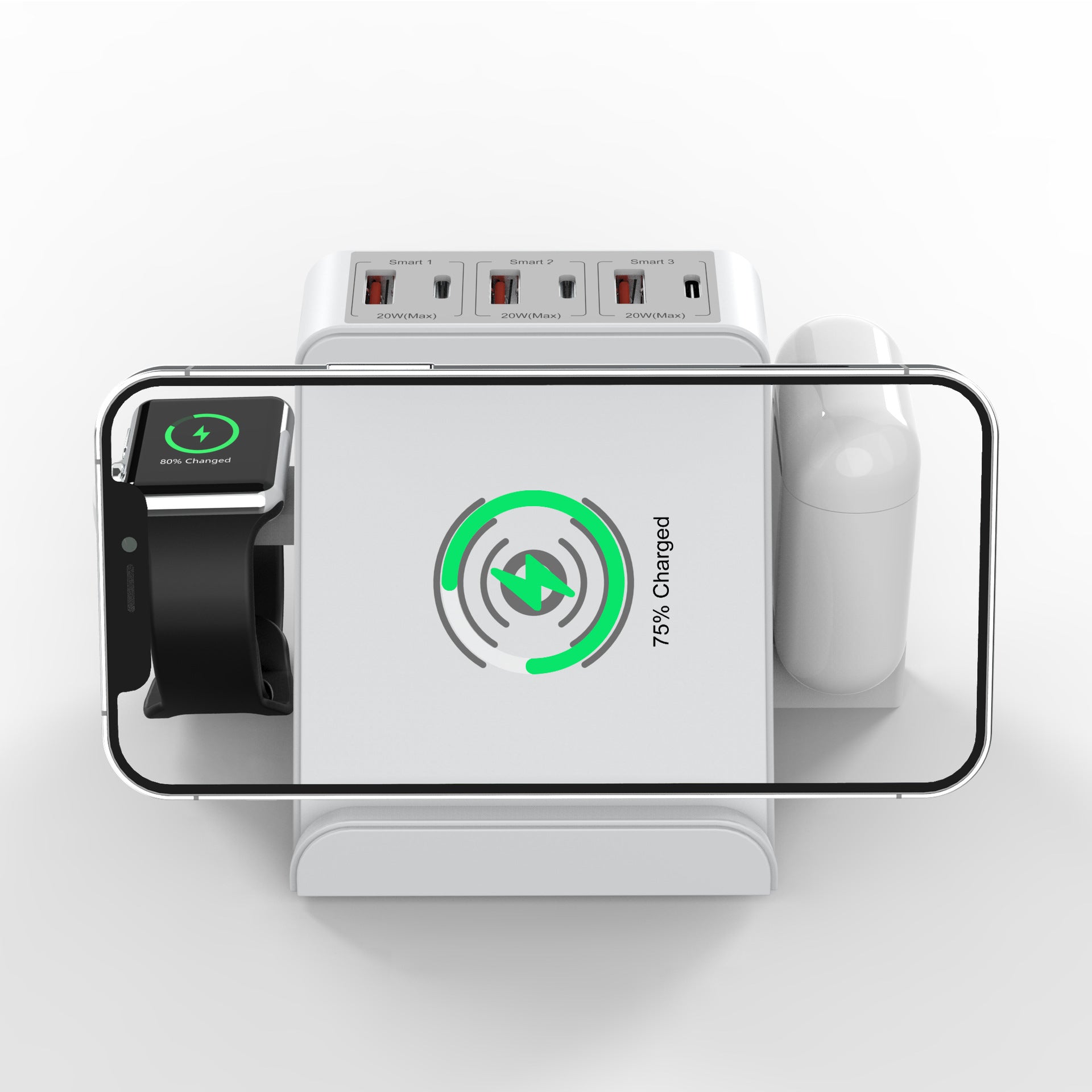 6-in-1 USB Charging Station with 15W Wireless Fast Charge – Charge All Devices