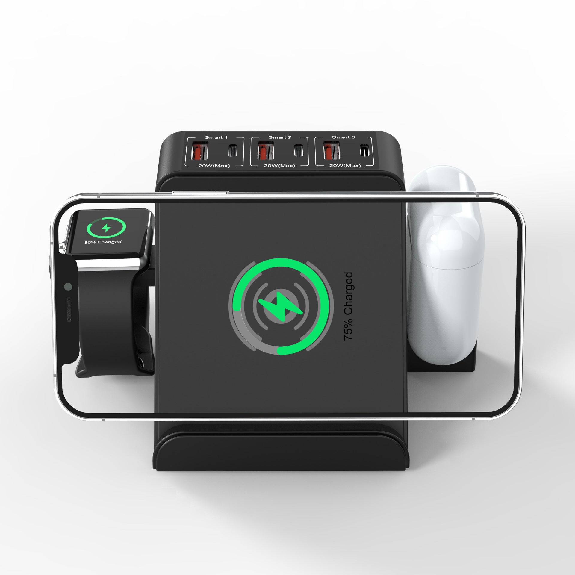 6-in-1 USB Charging Station with 15W Wireless Fast Charge – Charge All Devices