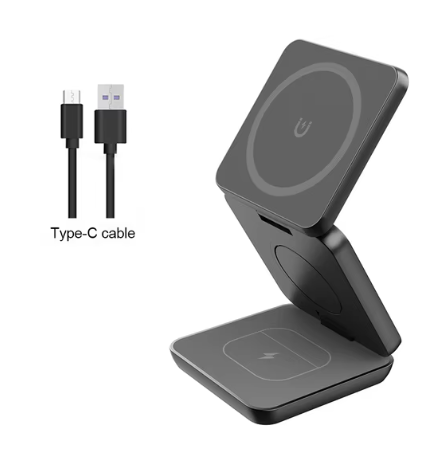 3-in-1 Magnetic Wireless Charger – 15W Fast Charge for iPhone, AirPods & Apple Watch